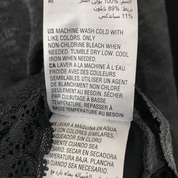 New Bar III Lace Hem V-Neck Balloon Sleeve Crop Top Cropped Blouse Black Size XS - Picture 16 of 16